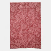 Red Paisley Damask Designer Floral Classic Theedoek (Verticaal)