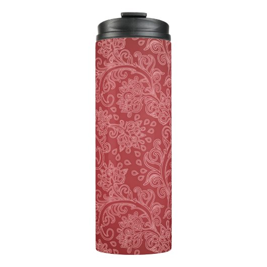 Red Paisley Damask Designer Floral Classic Thermosbeker (Voorkant)