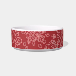 Red Paisley Damask Designer Floral Classic Voerbakje