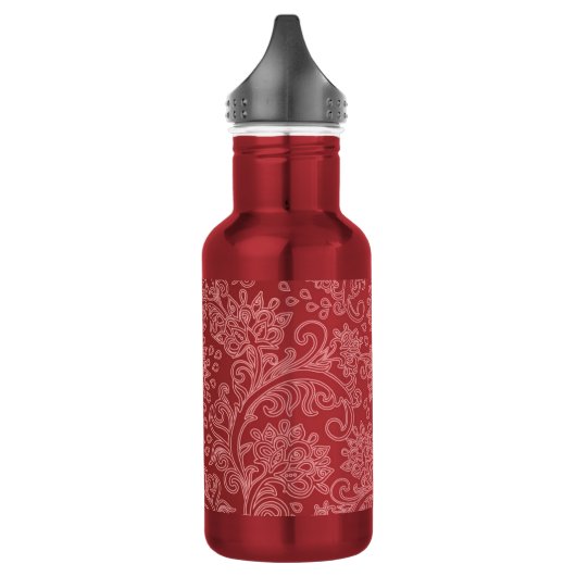 Red Paisley Damask Designer Floral Classic Waterfles (Links)