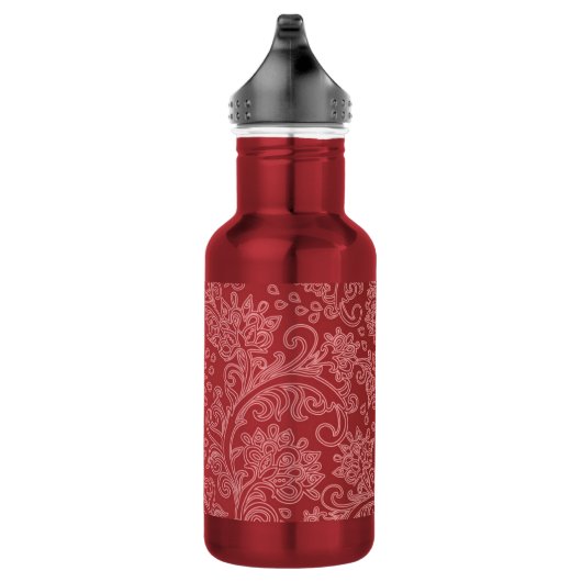 Red Paisley Damask Designer Floral Classic Waterfles (Rechts)
