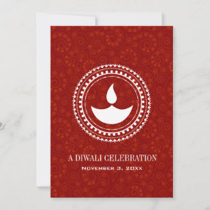 Red Paisley Diwali Kaart