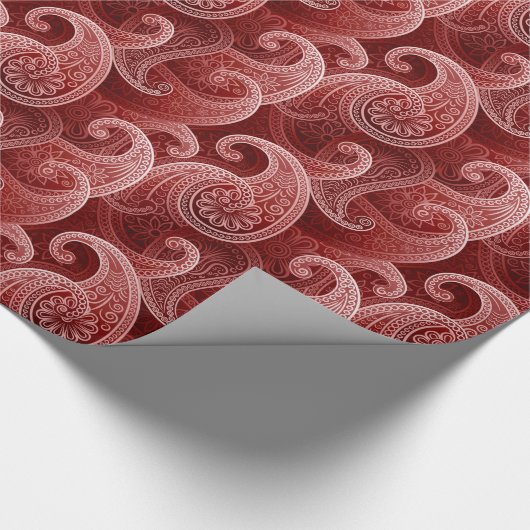 Red Paisley Exotic Pattern Cadeaupapier (Hoek)
