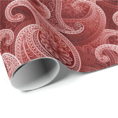 Red Paisley Exotic Pattern Cadeaupapier (Rol Hoek)