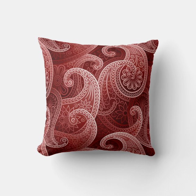 Red Paisley Exotic Pattern Kussen (Voorkant)