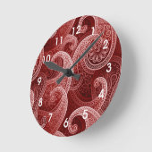 Red Paisley Exotic Pattern Ronde Klok (Hoek)