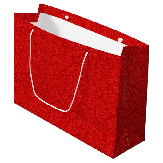 Red Paisley Groot Cadeauzakje (Voorkant Gekanteld)
