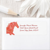 Red Paisley Horse Etiket (Insitu)