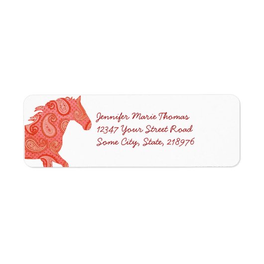 Red Paisley Horse Etiket (Voorkant)