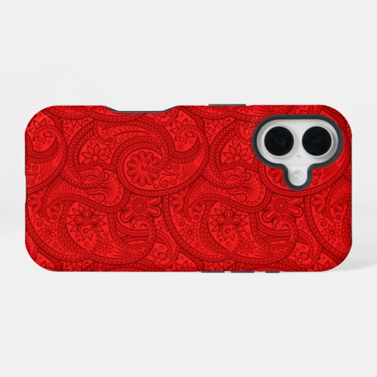 Red Paisley iPhone 16 Hoesje (Achterkant horizontaal)