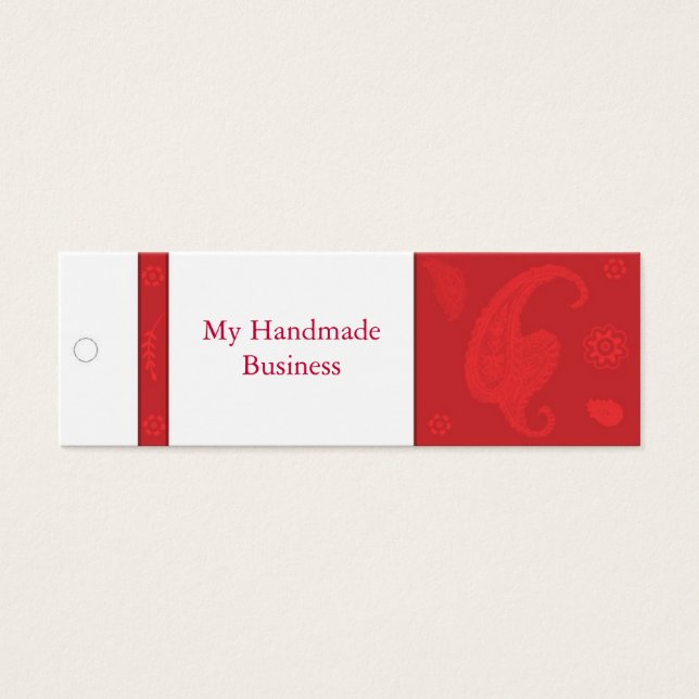 Red Paisley Label Mini Visitekaartjes (Voorkant)