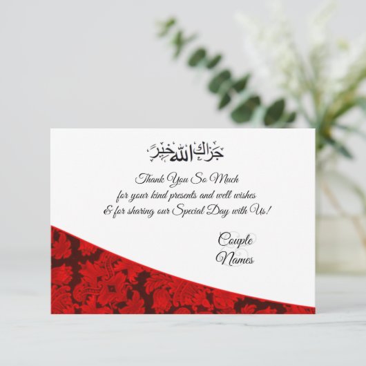 Red paisley Muslim bedankt (Staand voorkant)