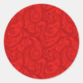 Red Paisley Ronde Sticker (Voorkant)
