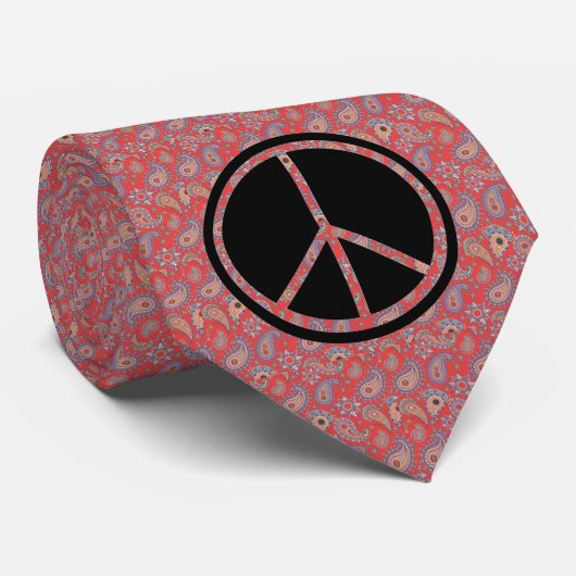 Red Paisley Stropdas (Opgerold)