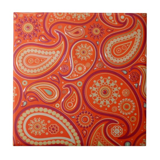 Red Paisley Tegeltje (Voorkant)