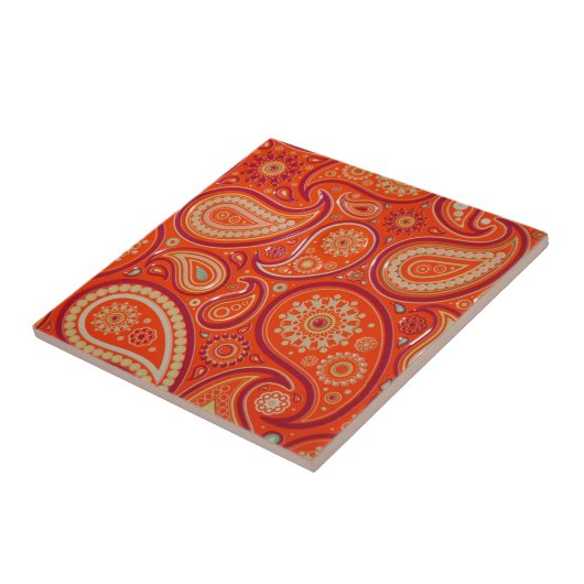 Red Paisley Tegeltje (Zijkant)