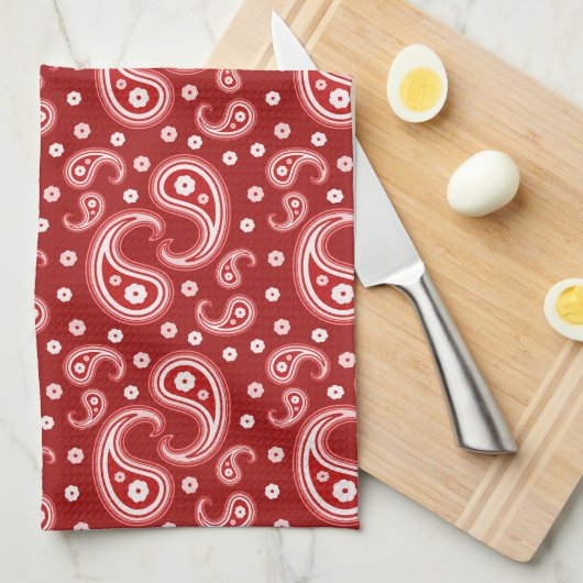 Red Paisley Theedoek (Quarter Fold)