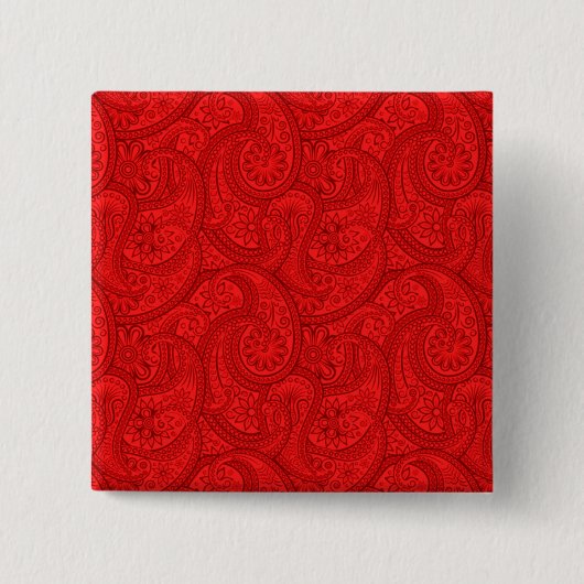 Red Paisley Vierkante Button 5,1 Cm (Voorkant)