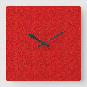 Red Paisley Vierkante Klok