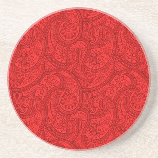 Red Paisley Zandsteen Onderzetter (Voorkant)