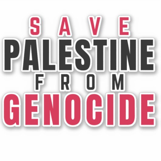 RED PALESTINA VAN GENOCIDE STICKER (Voorkant)
