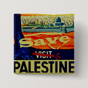 Red Palestina Vierkante Button 5,1 Cm