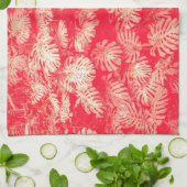 Red Palm Leaves Patroon Theedoek (Gevouwen)