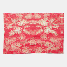Red Palm Leaves Patroon Theedoek