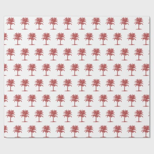 Red Palm Tree Toile Cadeaupapier (Vlak)
