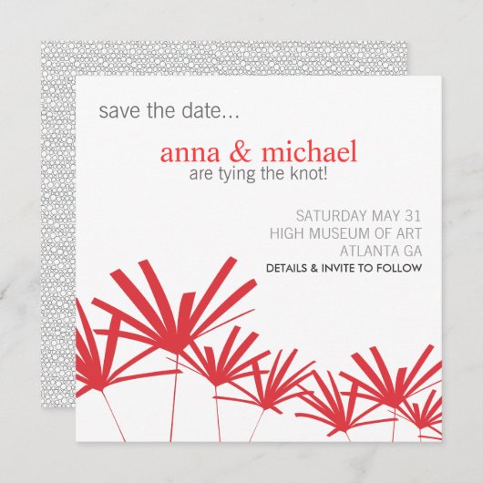 RED PALMS Save the Date Kaart (Voorkant / Achterkant)