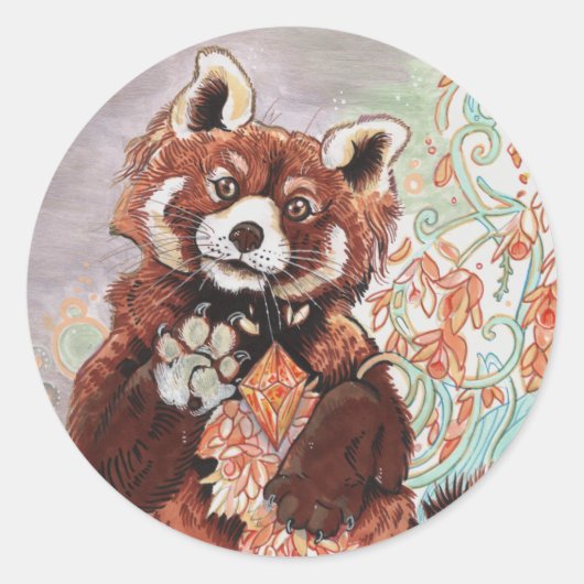 Red Panada Crystaline Vibes Art Ronde Sticker (Voorkant)