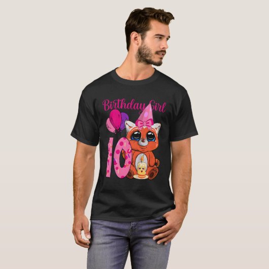 Red Panda 10th Ik ben 10 T-shirt (Voorkant volledig)