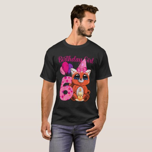 Red Panda 6th Ik ben 6 T-shirt (Voorkant volledig)