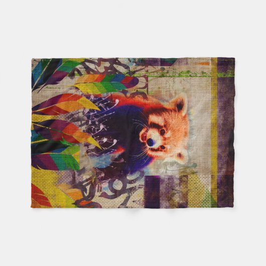 Red Panda Abstracte  kunstsamenstelling pop Fleece Deken (Voorkant (Horizontaal))
