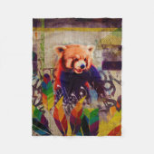 Red Panda Abstracte kunstsamenstelling pop Fleece Deken (Voorkant)