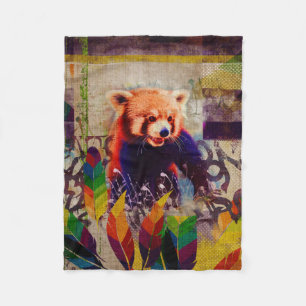 Red Panda Abstracte kunstsamenstelling pop Fleece Deken