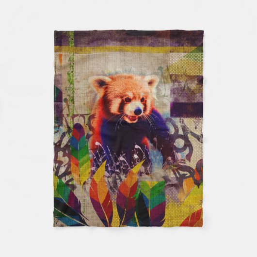 Red Panda Abstracte  kunstsamenstelling pop Fleece Deken (Voorkant)