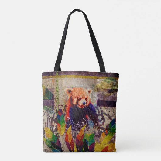 Red Panda Abstracte kunstsamenstelling pop Tote Bag (Achterkant)