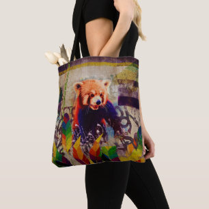 Red Panda Abstracte kunstsamenstelling pop Tote Bag