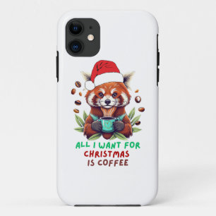 Red Panda Alles wat ik wil voor Kerstmis is koffie Case-Mate iPhone Case
