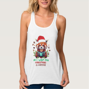 Red Panda Alles wat ik wil voor Kerstmis is koffie Tanktop