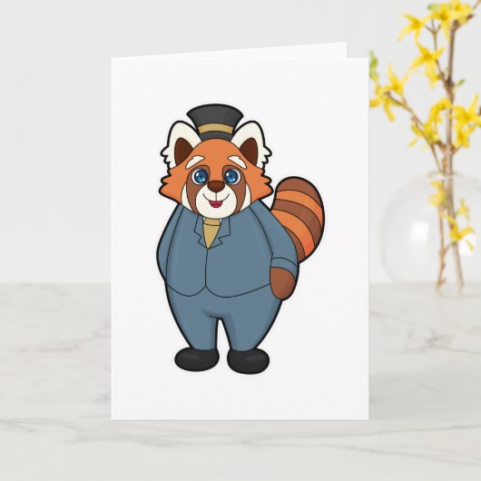 Red Panda als Groom met Pet Kaart (Gele Bloem)