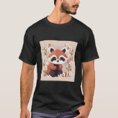 Red Panda And Cherry Blossom Illustration Sweet Wa T-shirt (Voorkant)