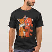 Red Panda and Fox cute Hug Cuddle Animals T-shirt (Voorkant)