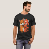 Red Panda and Fox cute Hug Cuddle Animals T-shirt (Voorkant volledig)