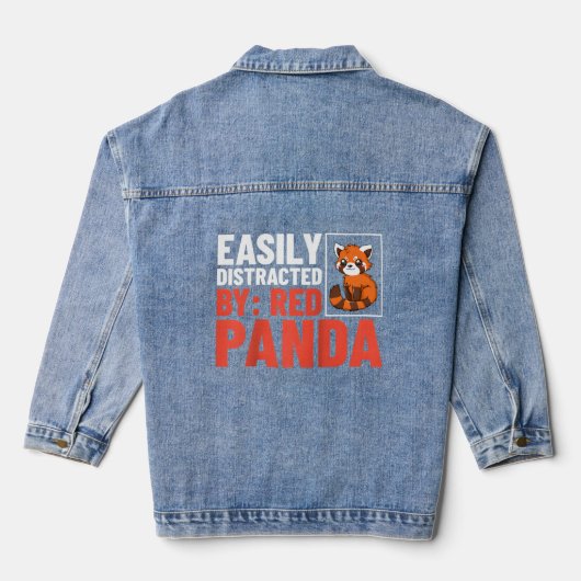 Red Panda Animal Habitat Tail Baseball Denim Jacket (Achterkant)