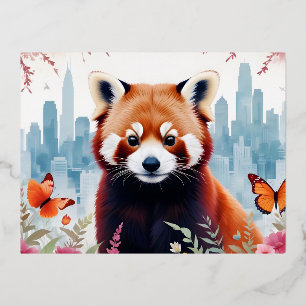 Red Panda  Animal Natuur Forest City Art Folie Feestdagen Briefkaart