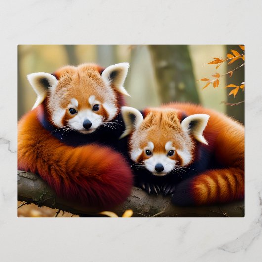 Red Panda Animal Natuur Wildlife Affection Caring Folie Feestdagen Briefkaart (Voorkant)