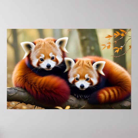 Red Panda Animal Natuur Wildlife Affection Caring Poster (Voorkant)