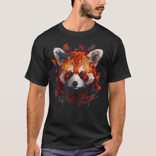 Red Panda Artwork Herfst bladeren Animal Red Panda T-shirt (Voorkant)